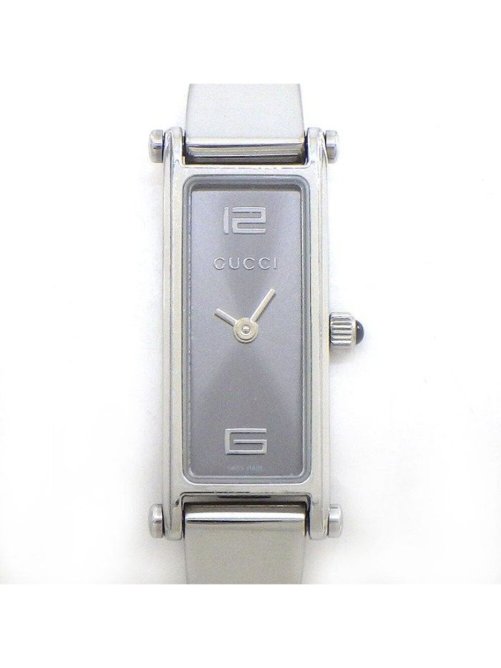 Gucci Watch Bracelet Horsebit Rectangular Sunray Gray Dial SS Quartz Analog